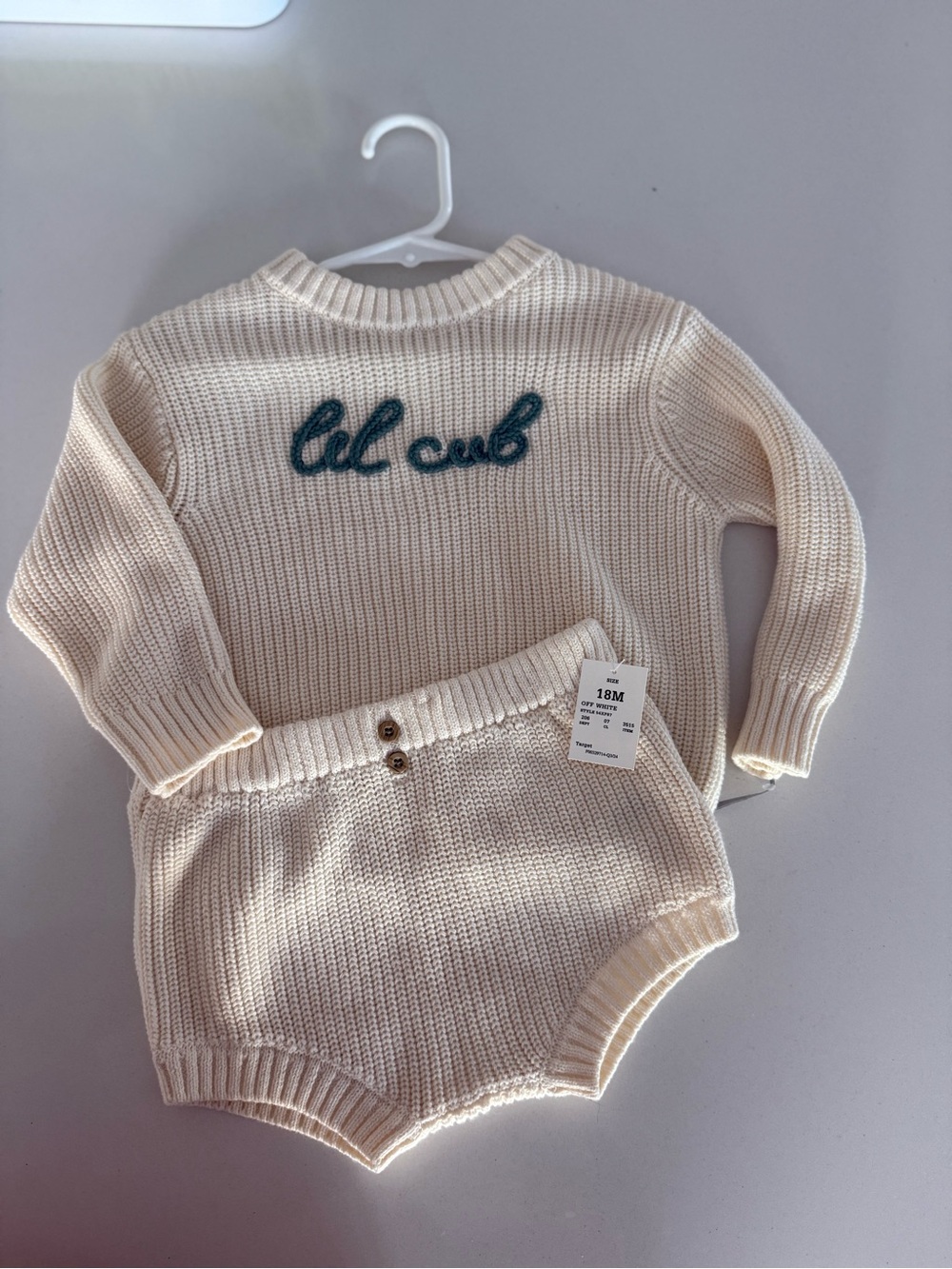 Target Cream Knit 'lil cub' Sweater & Bloomers Set